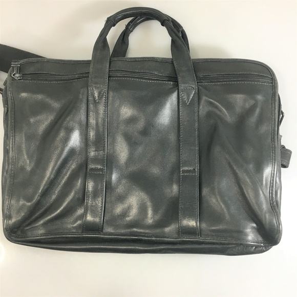 Tumi Alpha Black Leather Computer Briefcase - Picture 2 of 7